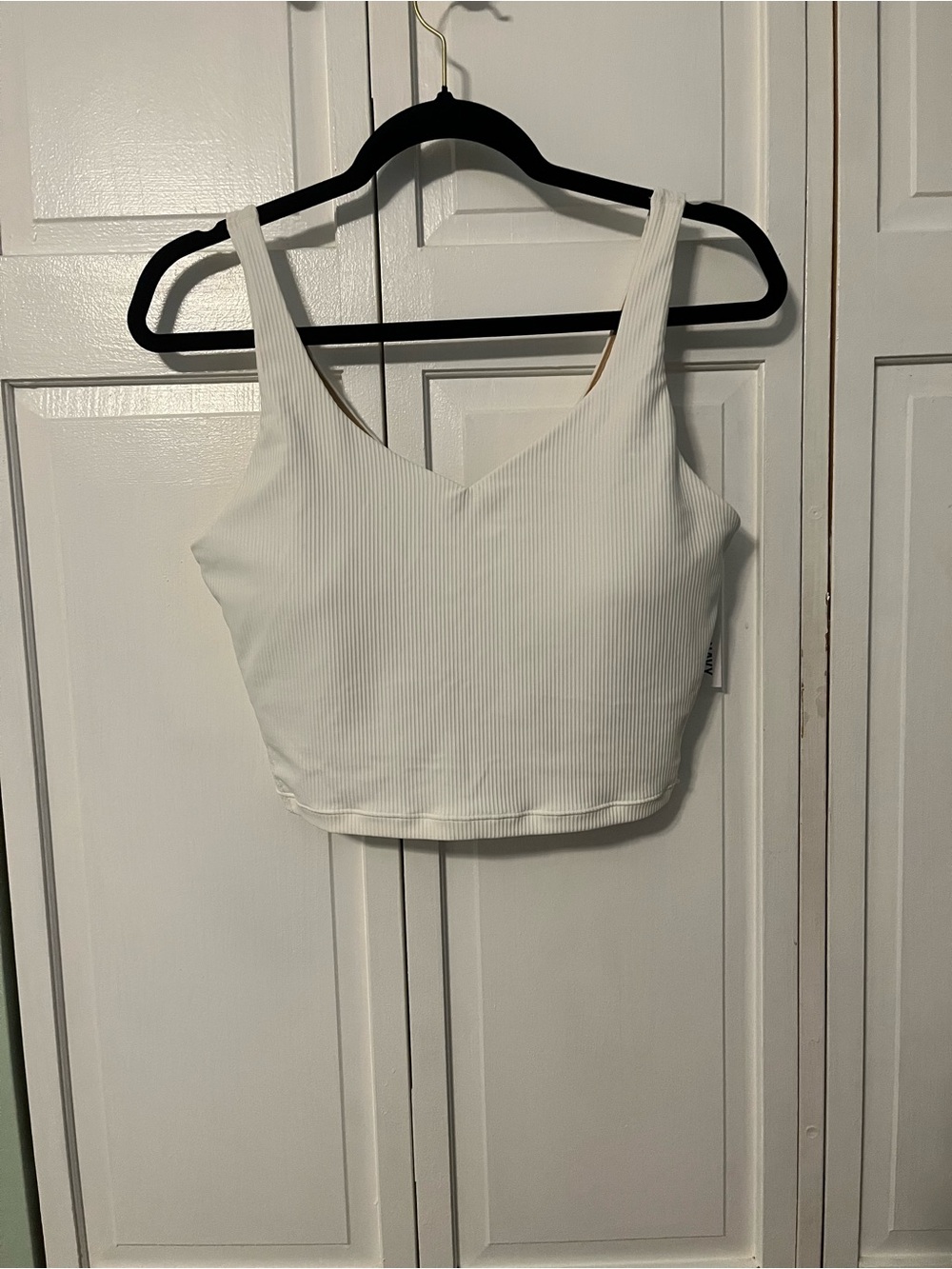 Old Navy White Ribbed V-Neck Crop Tank
